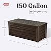 Keter Westwood 150 Gallon Deck Box Organizer, Doubles as 2-Person Bench Seat, Brown – Large Resin Outdoor Storage and Seating with Lockable Lid for Garden, Pool, and Patio