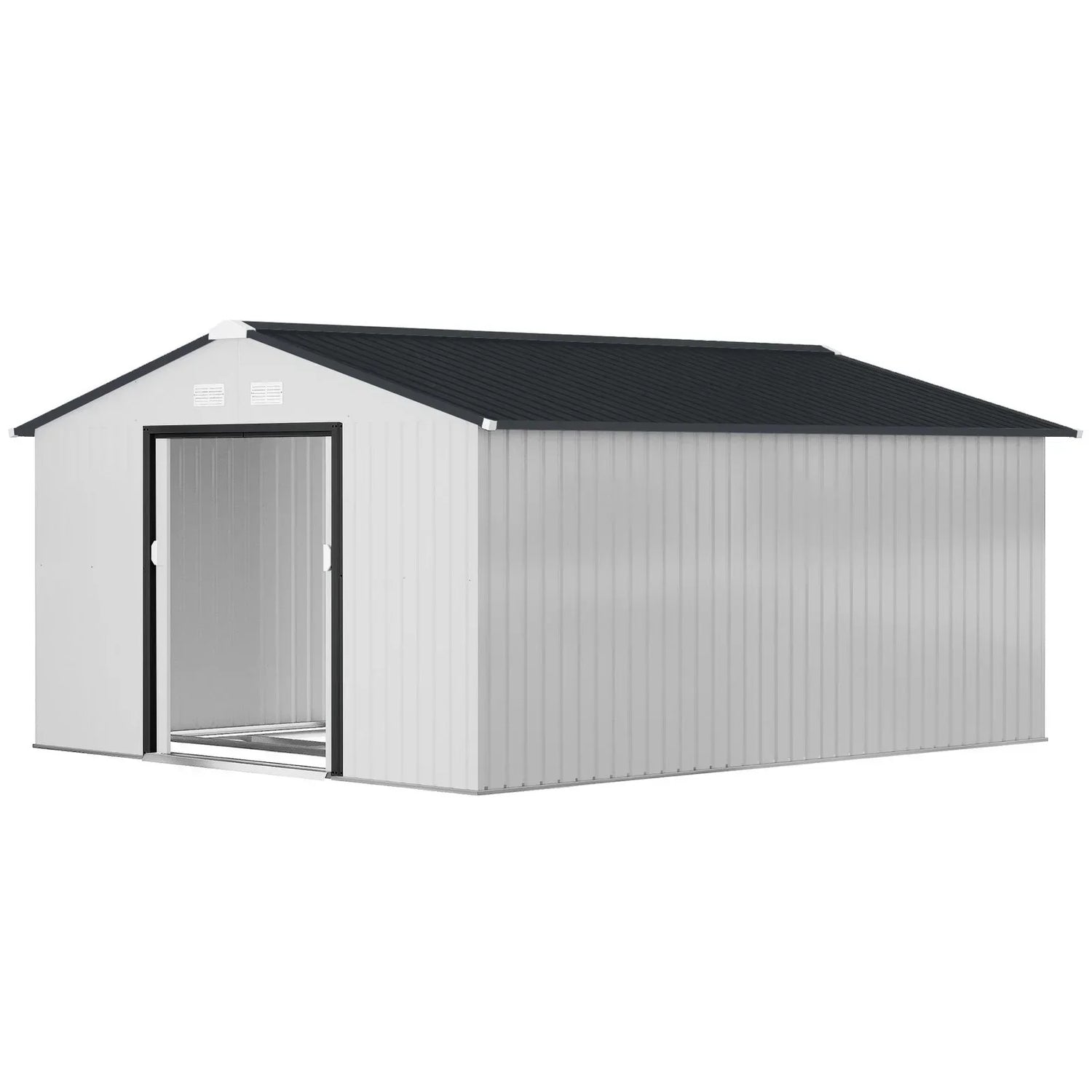 Outsunny Outdoor Storage Shed White 11’×13′ Galvanized Steel