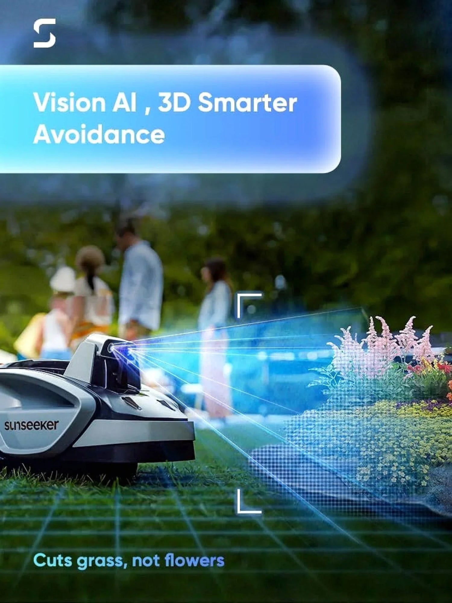 Sunseeker V3 Robotic Lawn Mower with AI Vision and Wireless Smart Navigation