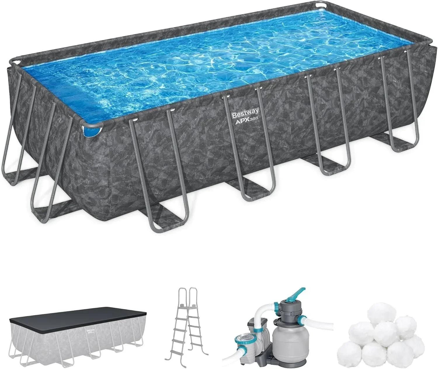 Bestway APX 365 18′ x 9′ x 52″ Rectangular Above Ground Swimming Pools
