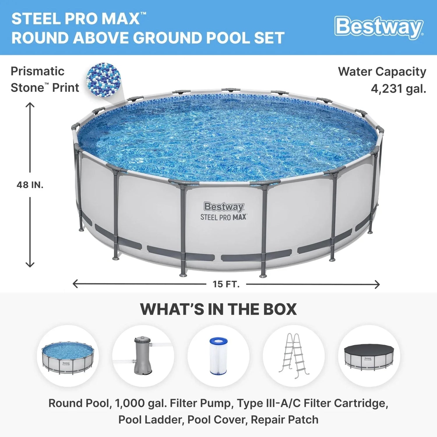 Bestway Steel Pro MAX 10 Foot x 30 Inch Round Metal Frame Above Ground Outdoor Backyard Swimming Pool Set with 330 GPH Filter Pumps