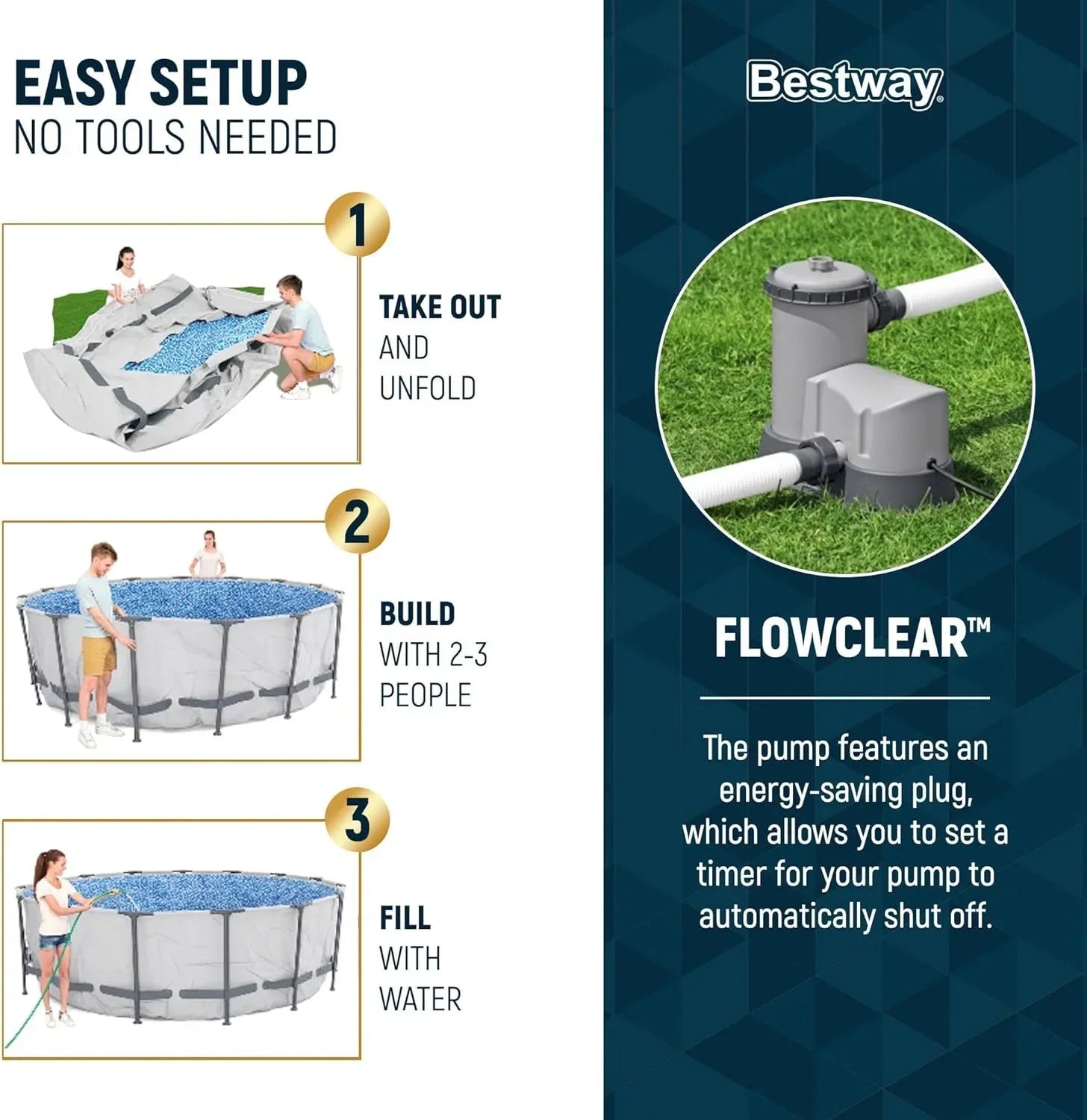 Bestway Steel Pro MAX 16 Foot x 48 Inch Round Metal Frame Above Ground Outdoor Swimming Pool Sets