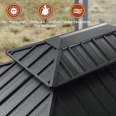 Gazebo 10' X 14' Built-in Drainage System, Gray | 4.7" Thick Post, Built in Drainage, Windproof Cool Breeze, Snowproof & Rustproof, 260 GSM Textilene Netting, Fit Any Yard