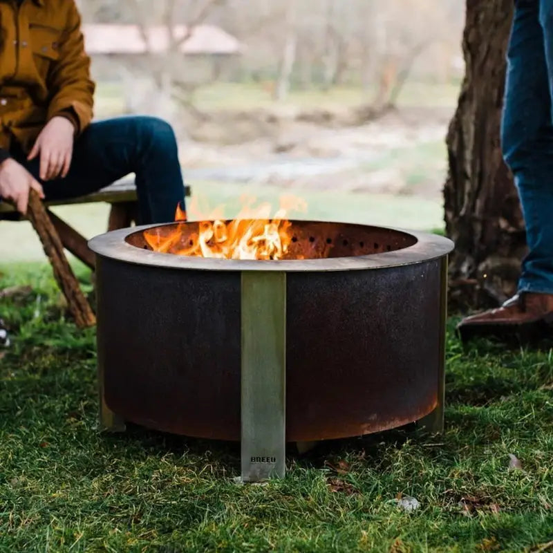 X Series 28 Inch Round Cortens Steels Wood-Burning Fire Pit in Stainless Steel by Breeo