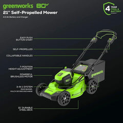 Greenworks 80V 21-Inch Cordless Self-Propelled Lawn Mower