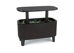 Keter Bevy Bar 2-in-1 Pop-Up Outdoor Cocktail Table & 15.85 Gallon Cooler, Anthracite Grey