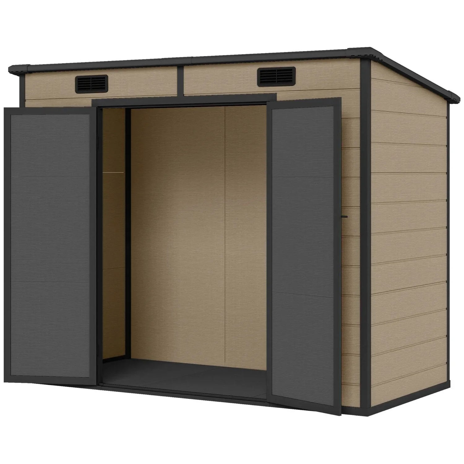 Outsunny 8’×4′ Outdoor Storage Shed Light Brown Resin
