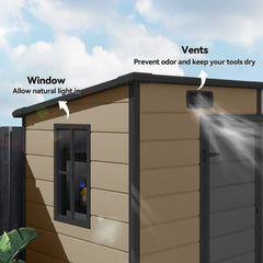 Outsunny 8’×4′ Outdoor Storage Shed Light Brown Resin