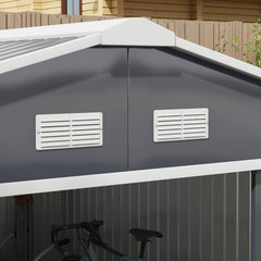 Outsunny Outdoor Storage Shed Dark Gray 11’×13′ Galvanized Steel