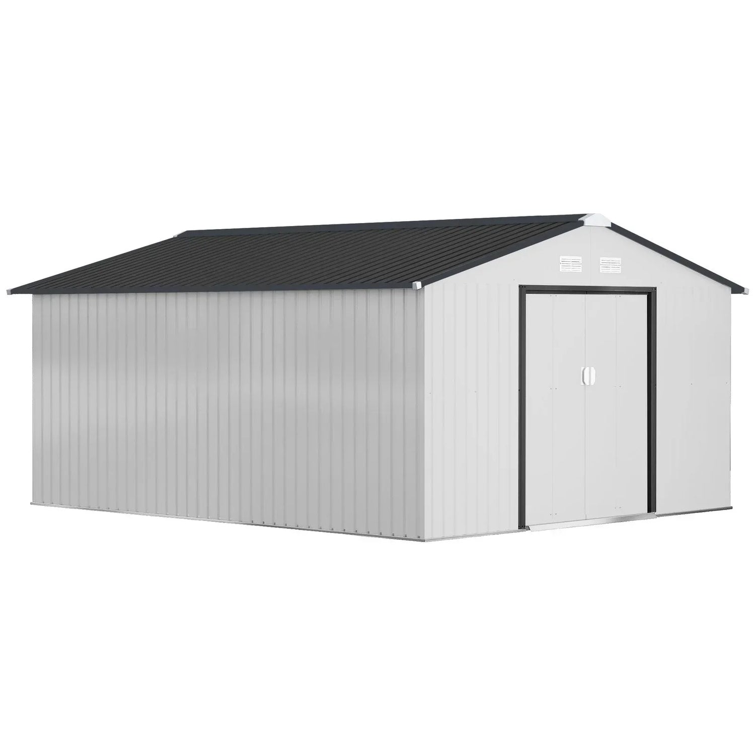 Outsunny Outdoor Storage Shed White 11’×13′ Galvanized Steel