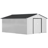 Outsunny Outdoor Storage Shed White 11’×13′ Galvanized Steel