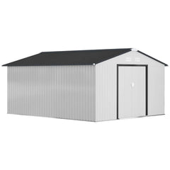 Outsunny Outdoor Storage Shed White 11’×13′ Galvanized Steel