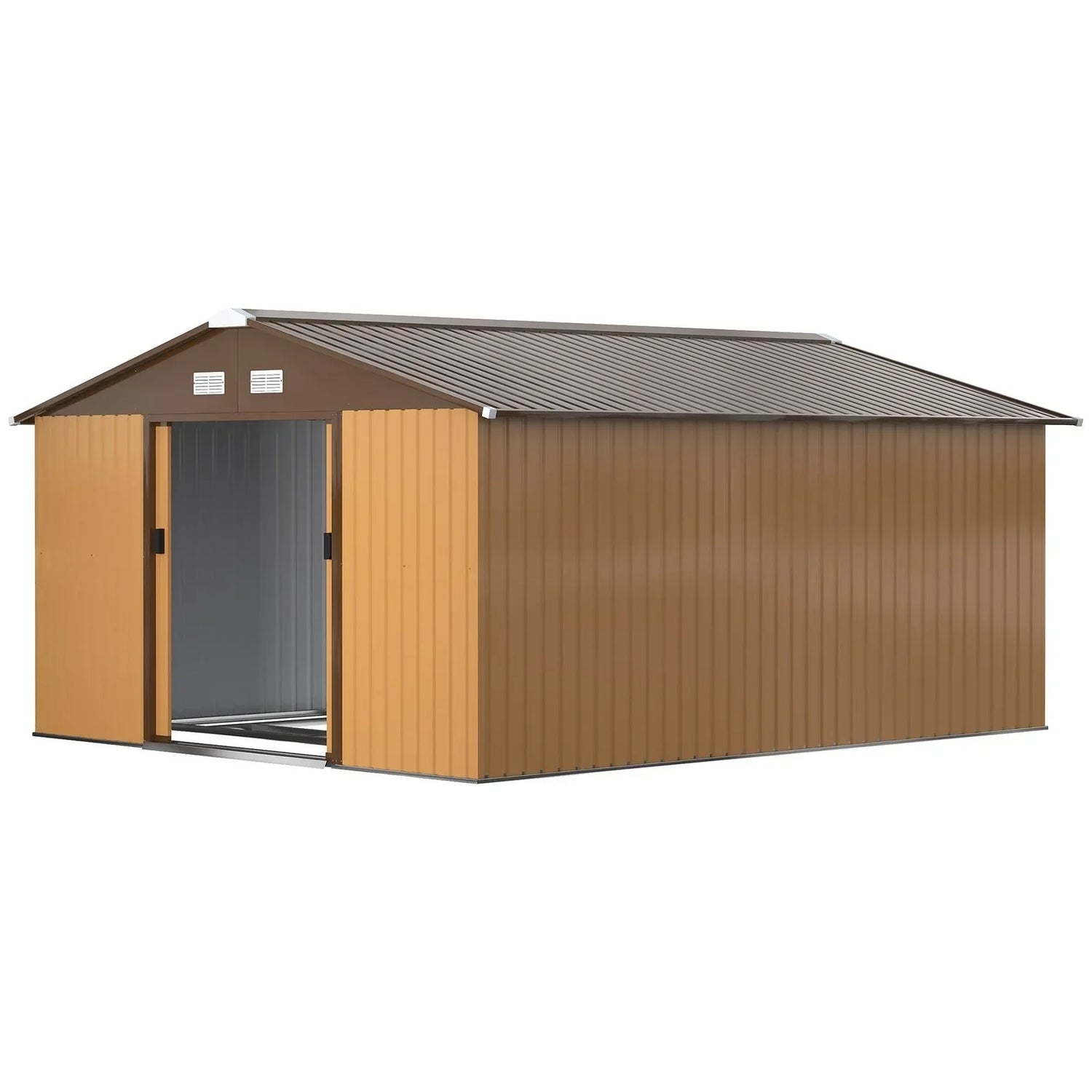 Outsunny Outdoor Storage Shed Yellow 11’×13′ Galvanized Steel