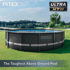 Intex Ultra XTR Frame 14′ x 42″ Round Above Ground Outdoor Swimming Pool Set with Sand Filter Pump, Ladder, Ground Cloth, and Pool Covers