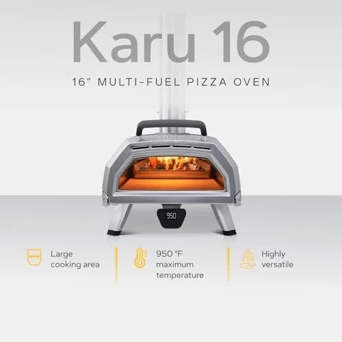 Ooni Karu 16 Multi-Fuel Outdoor Pizza Oven – Wood and Gas Fired Oven – Outdoor Cooking Pizza Oven – Fire and Stonebaked Pizza Ovens for Authentic Homemade Pizzas – Dual Fuel Pizza Makers