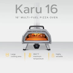 Ooni Karu 16 Multi-Fuel Outdoor Pizza Oven – Wood and Gas Fired Oven – Outdoor Cooking Pizza Oven – Fire and Stonebaked Pizza Ovens for Authentic Homemade Pizzas – Dual Fuel Pizza Makers